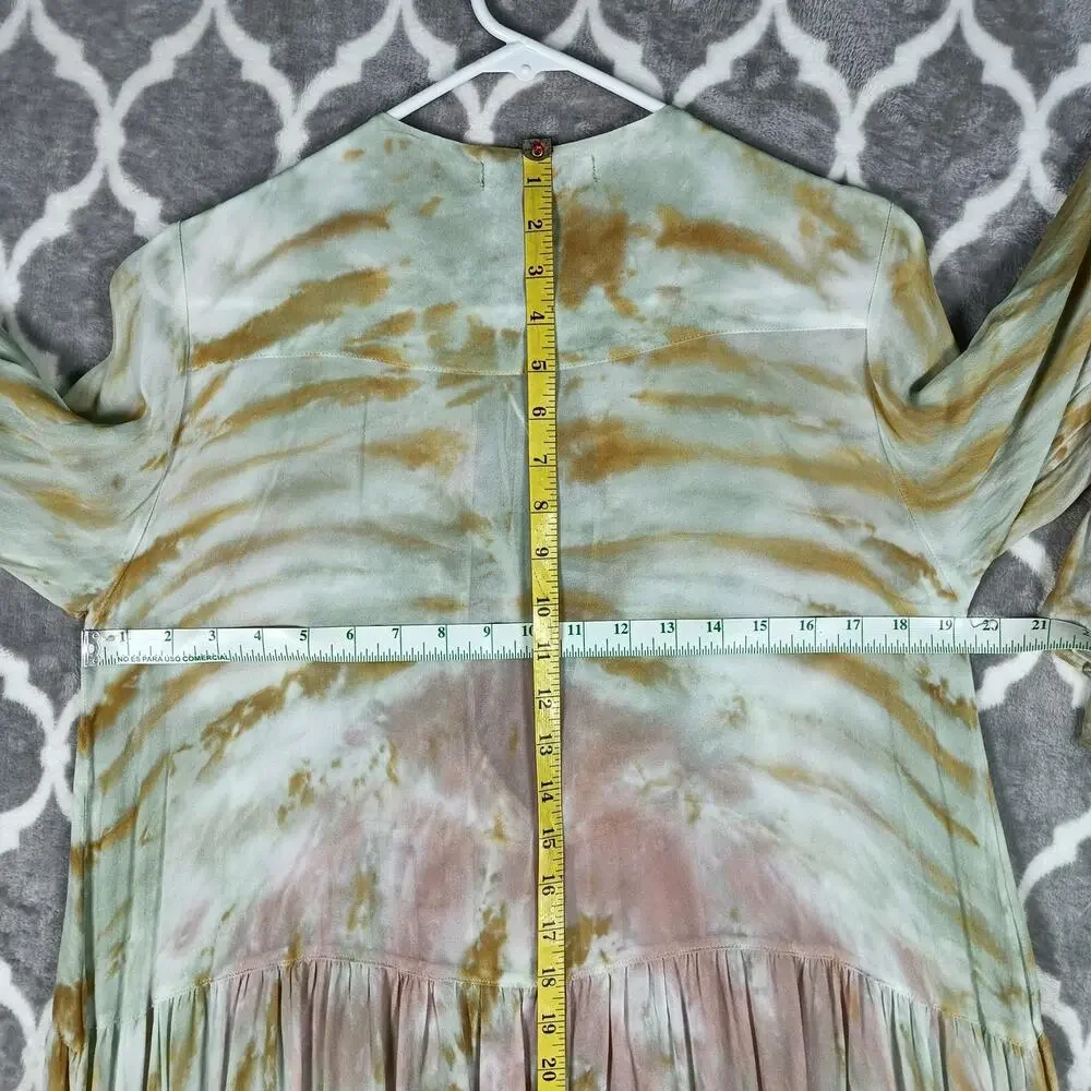 Young Fabulous & Broke Dress Medium Tie Dye Semi Sheer Boho Bell Sleeve - Picture 3 of 7